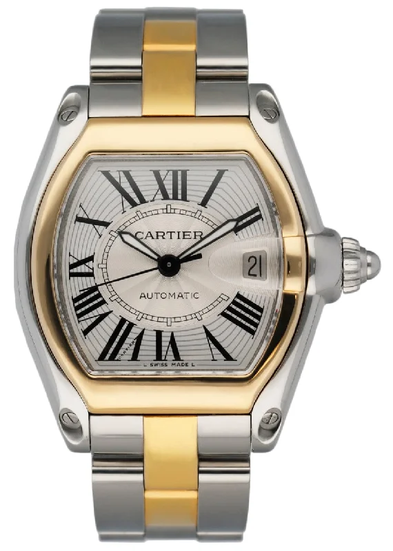 Cartier Roadster W62031Y4 Silver Dial Two Tone Mens Watch