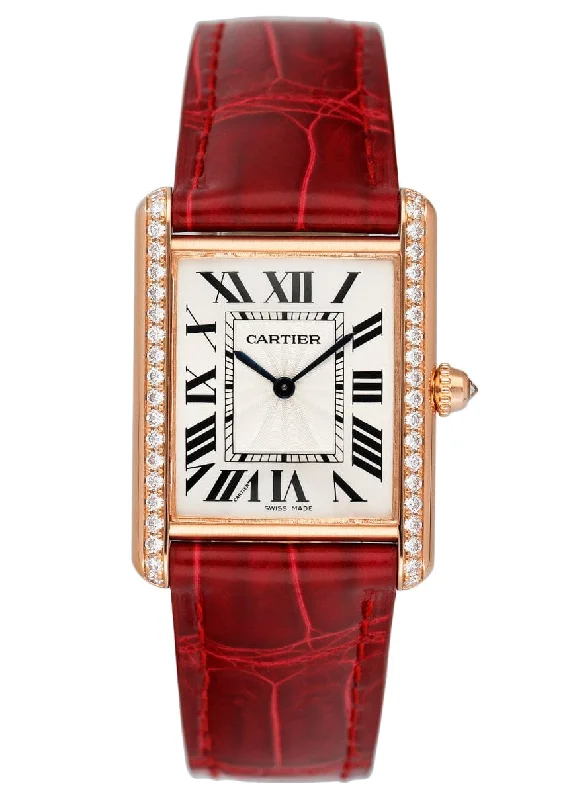 Cartier Tank Louis WJTA0014 Large Diamond Rose Gold Ladies Watch Box Papers