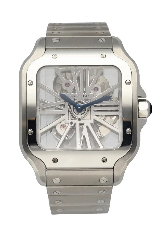 Cartier Santos WHSA0015 Large Skeleton Men's Watch Box & Papers