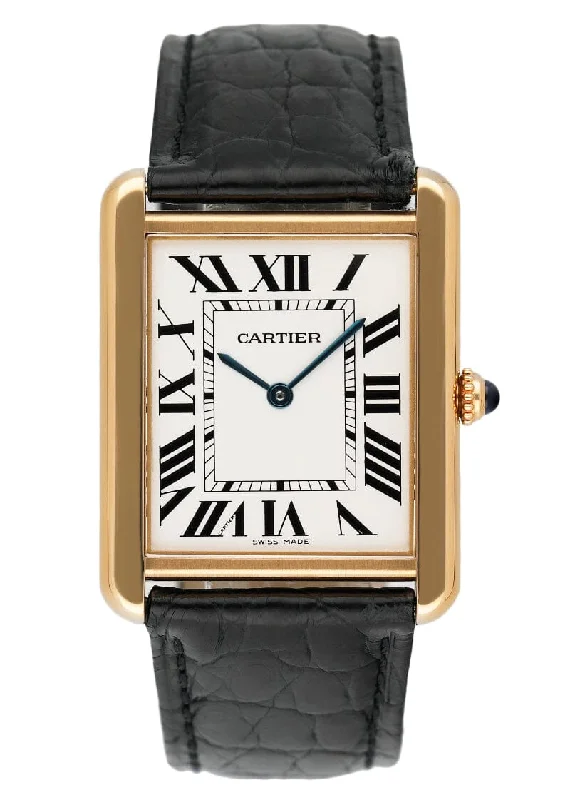 Cartier Tank Solo W1018855 Large Size 18K Yellow Gold Ladies Watch