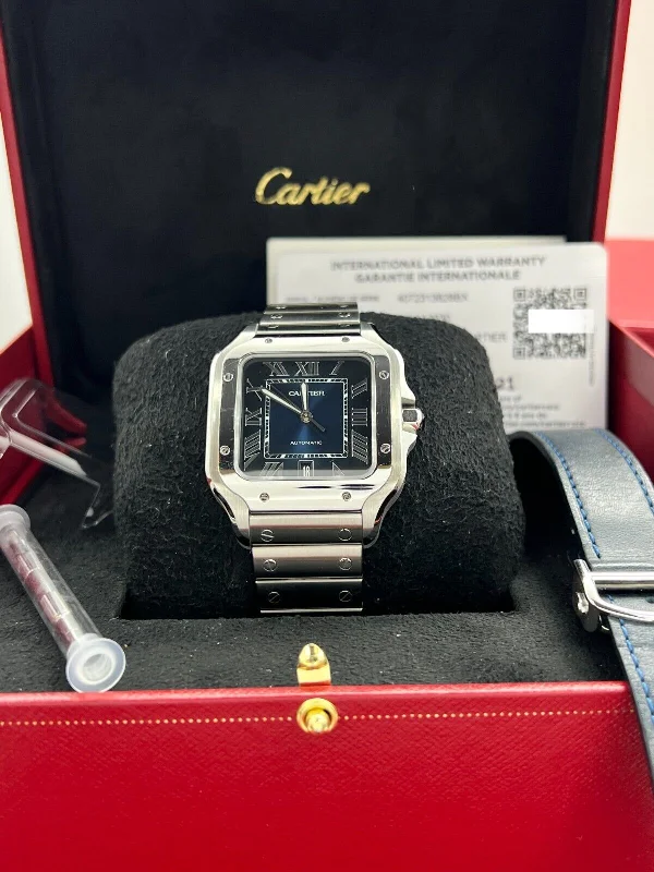 Cartier Santos Large 4072 WSSA0030 Blue Dial Stainless Steel Box Paper 2021