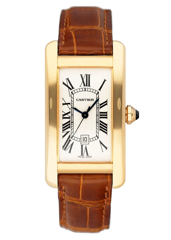 Cartier Tank Americaine W2603556 18K Yellow Gold Ladies Watch