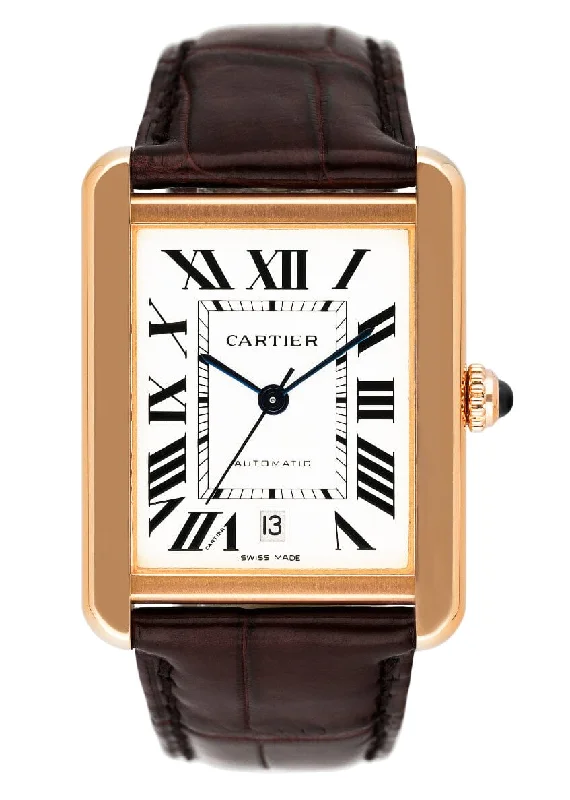 Cartier Tank Solo XL W5200026 18K Rose Gold Mens Watch Box Papers