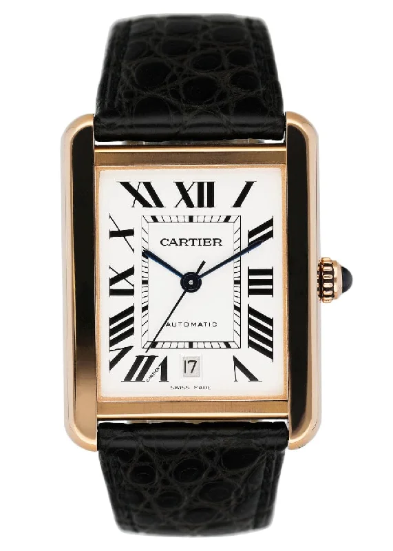 Cartier Tank Solo XL W5200026 18K Rose Gold Mens Watch Box Papers