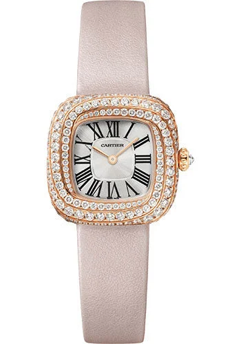 Cartier Coussin de Cartier Watch - 27.1 x 27.7 mm Rose Gold Case - Sunray Silver Dial - Beige Calfskin Strap - WJCS0004