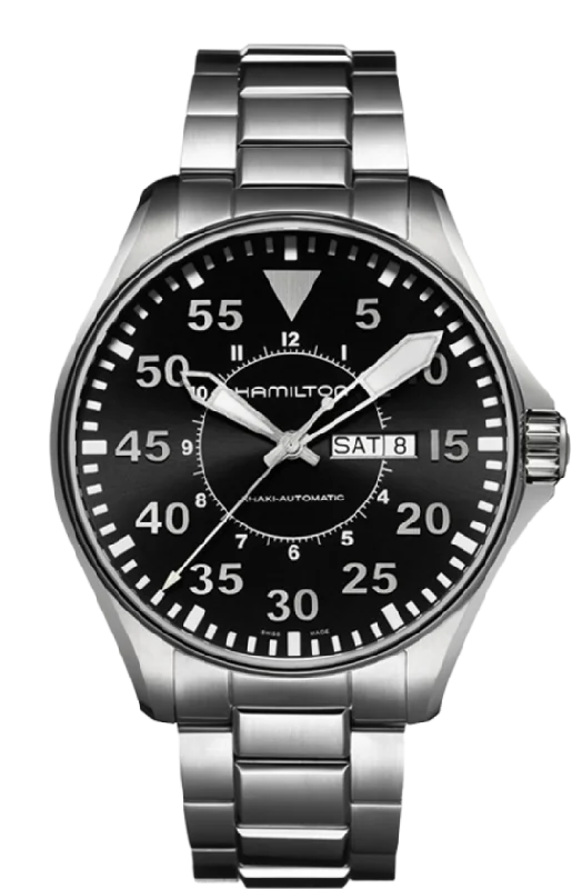 Hamilton KHAKI AVIATION PILOT DAY DATE AUTO 46mm H64715135 - Arnik Jewellers