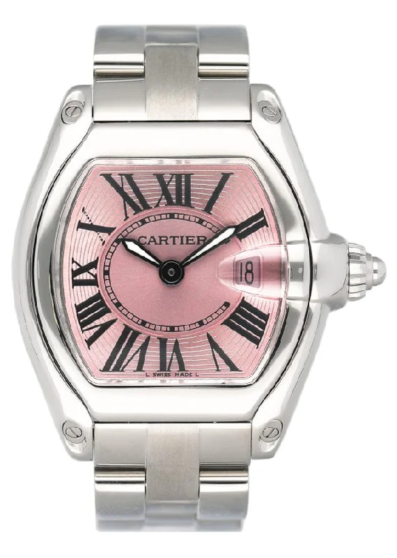 Cartier Roadster W62017V3 Pink Dial Steel Ladies Watch