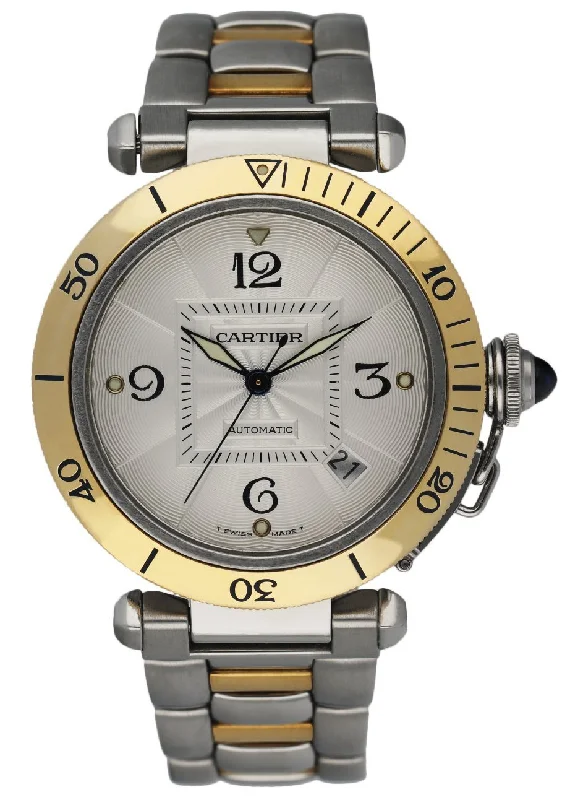 Cartier Pasha 2378 18K Yellow Gold & Stainless Steel Men's Watch Full Set