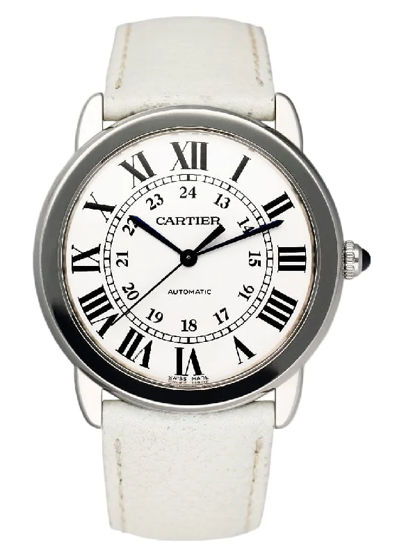 Cartier Ronde Solo WSRN0021 Silver Dial Mens Watch Box Papers