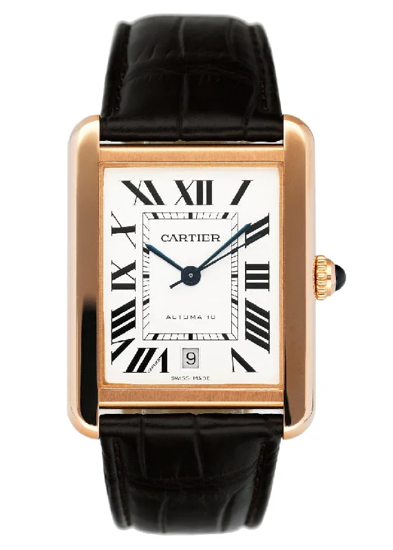 Cartier Tank Solo XL W5200026 18K Rose Gold Mens Watch Box Papers