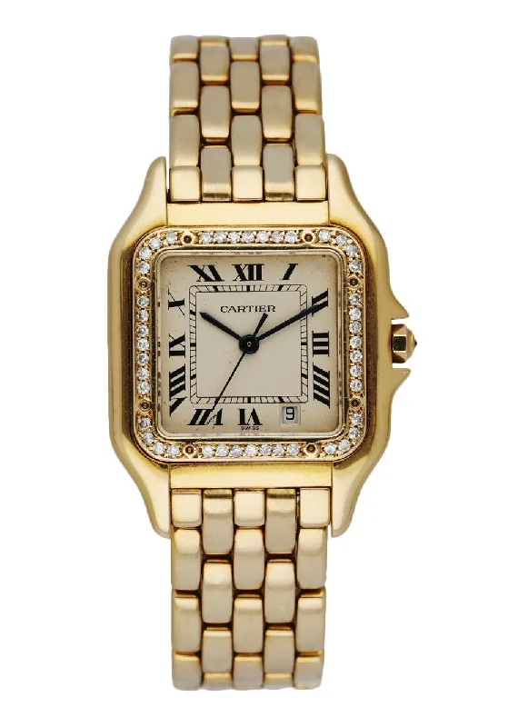 Cartier Panthere 18K Yellow Gold Diamond Bezel Midsize Watch