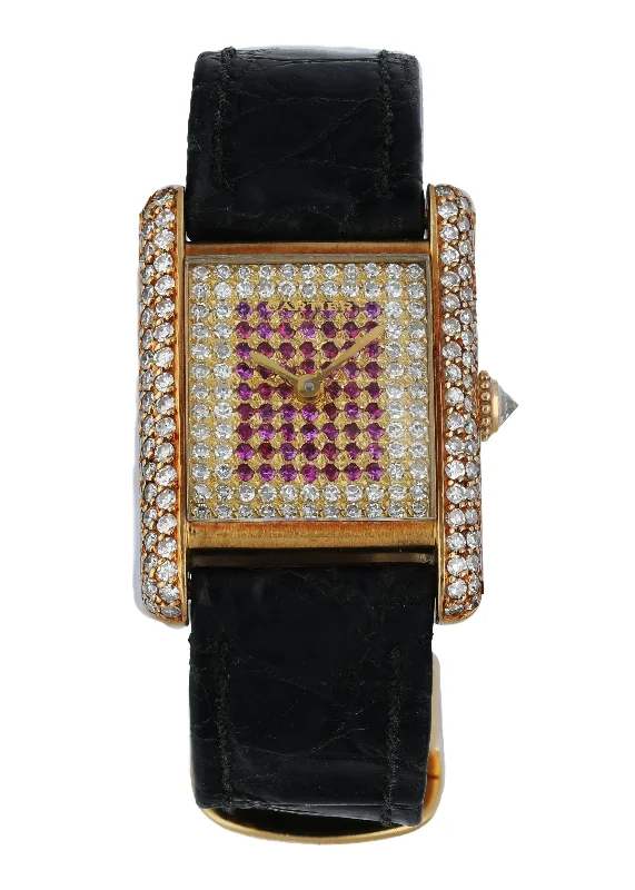 Cartier Tank Paris Diamond Dial Yellow Gold Ladies Watch