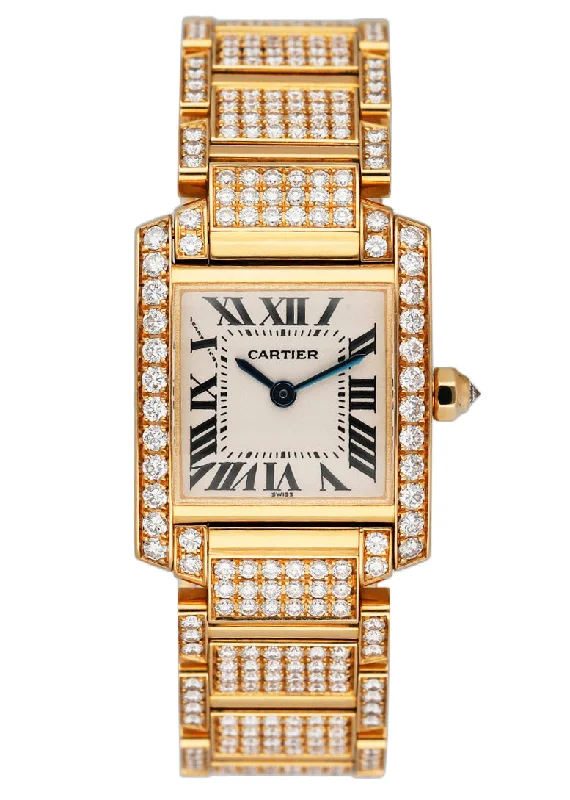 Cartier Tank Francaise WE1001RD Diamond Ladies Watch Box Papers