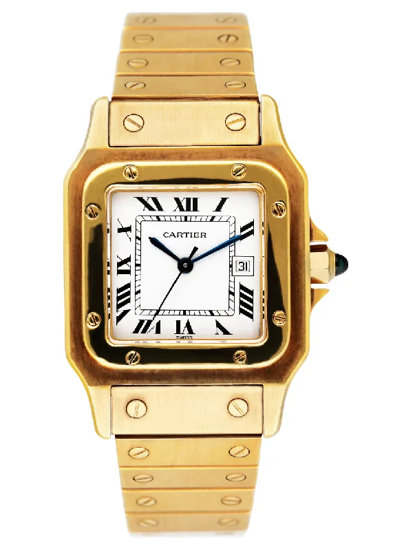 Cartier Santos 18K Yellow Gold Mens Watch