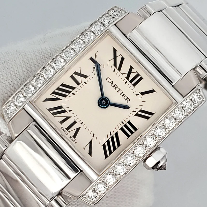 Cartier Tank Francaise 20mm White Gold Diamond Ladies Watch 2403 WE1002S3