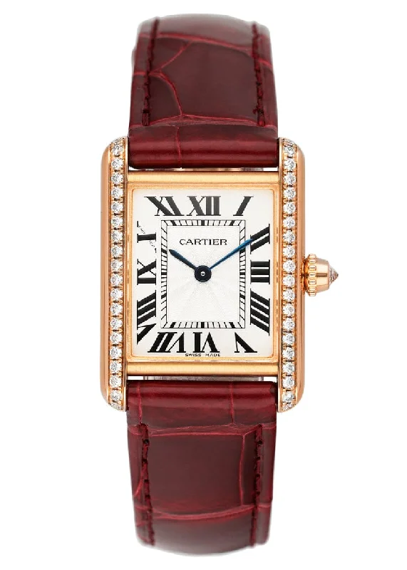 Cartier Tank Louis WJTA0010 Diamond 18K Rose Gold Ladies Watch Box Papers