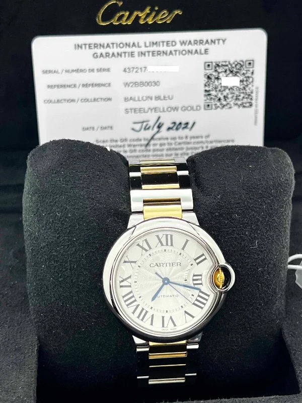 Cartier Ballon Bleu W2BB0030 Ref 4372 18K Yellow Gold Stainless Box Paper 2021