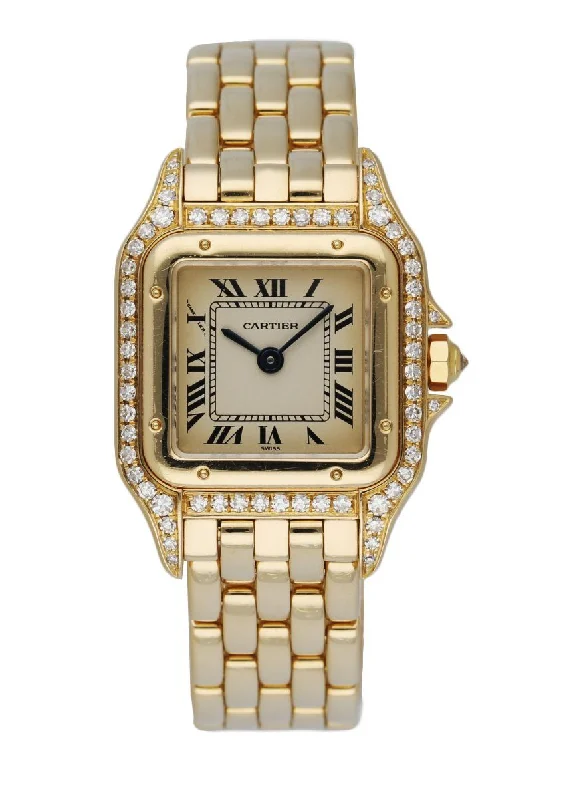 Cartier Panthere 128000M 18K Yellow Gold Ladies Diamonds Watch Box & Paper