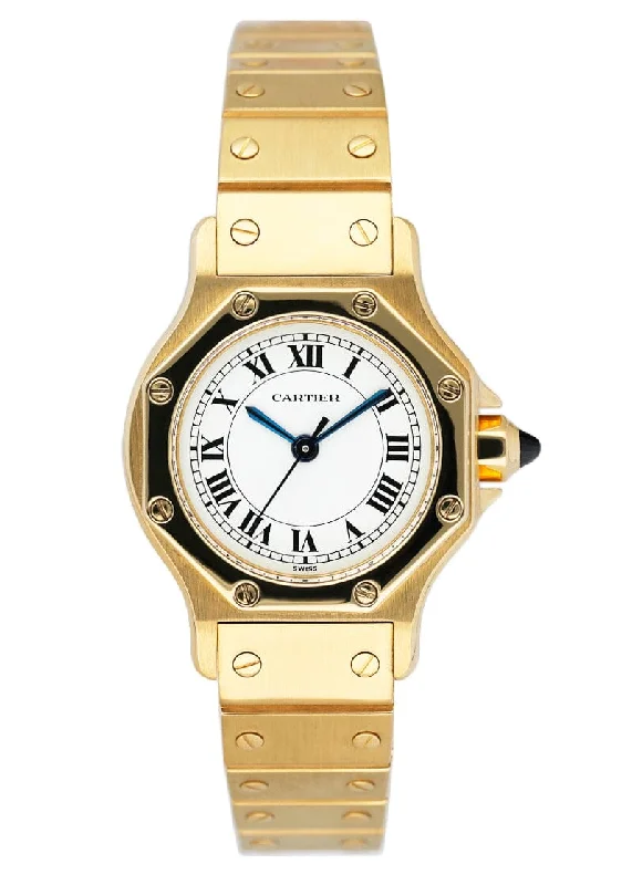 Cartier Santos Octagon 0906 18K Yellow Gold Ladies Watch Box Papers