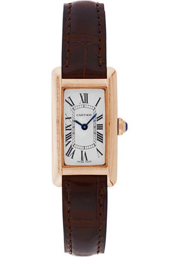 Cartier Tank AmŽricaine Watch - Small Pink Gold Case - Alligator Strap - W2607456