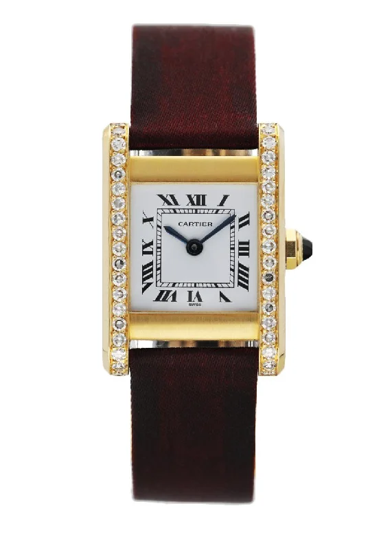 Cartier Tank Paris 18K Yellow Gold W/Diamond Bezel Ladies Watch