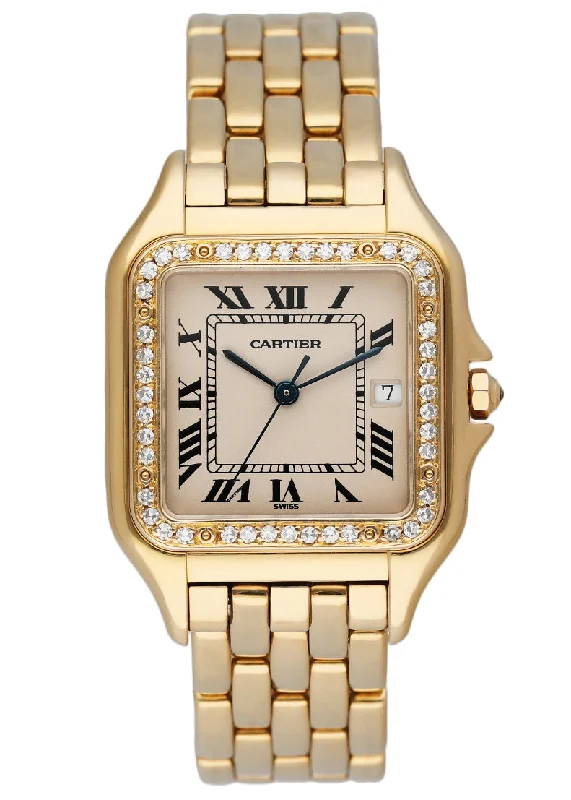 Cartier Panthere Large Size Diamond 18K Yellow Gold Watch