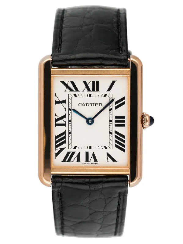 Cartier Tank Solo W5200025 18K Rose Gold Mens Watch