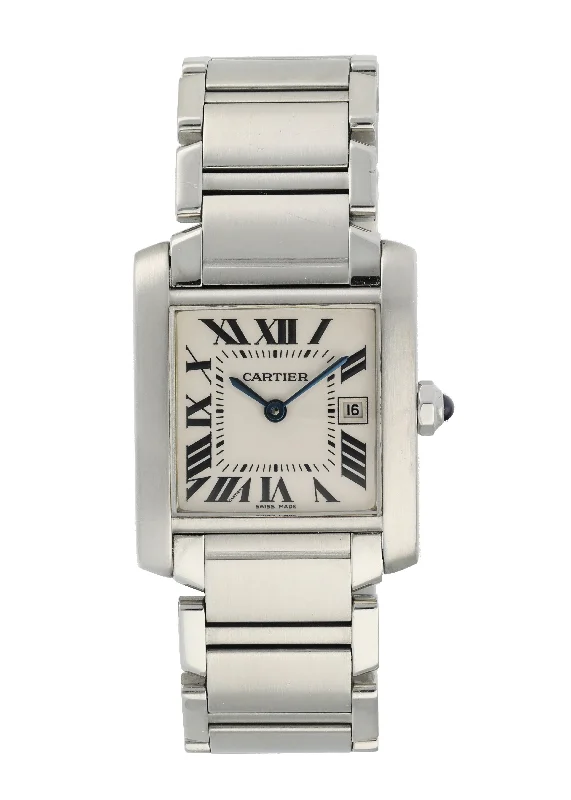 Cartier Tank Francaise 2465 Ladies Midsize Watch Box Papers