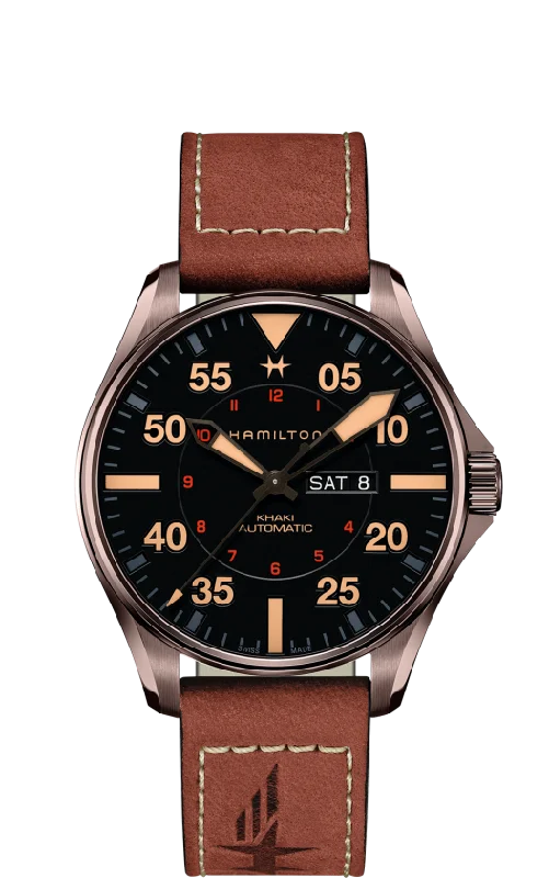 Hamilton KHAKI AVIATION PILOT DAY DATE AUTO 46mm H64705531 - Arnik Jewellers