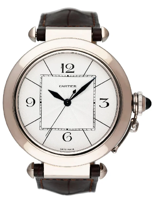 Cartier Pasha W3018751 Silver Dial 18K White Gold Mens Watch