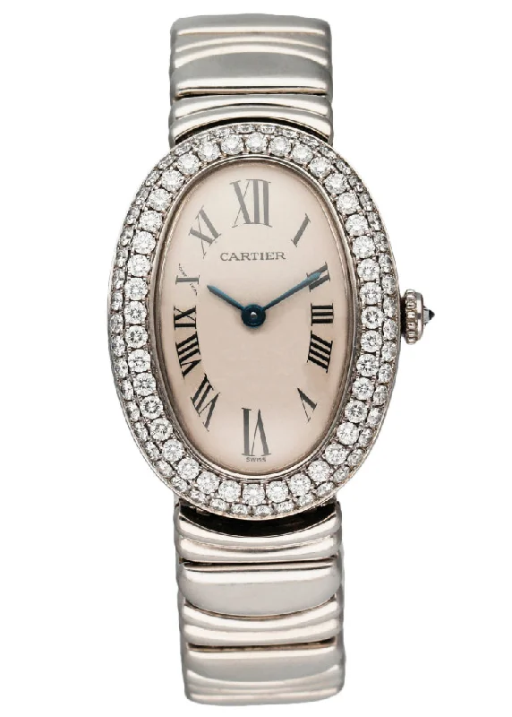 Cartier Baignoire 18K White Gold 1955 Diamond Bezel Ladies Watch