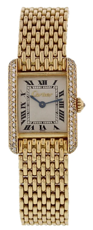 Cartier Tank Louis 18K Yellow Gold Factory Diamonds Box & Papers