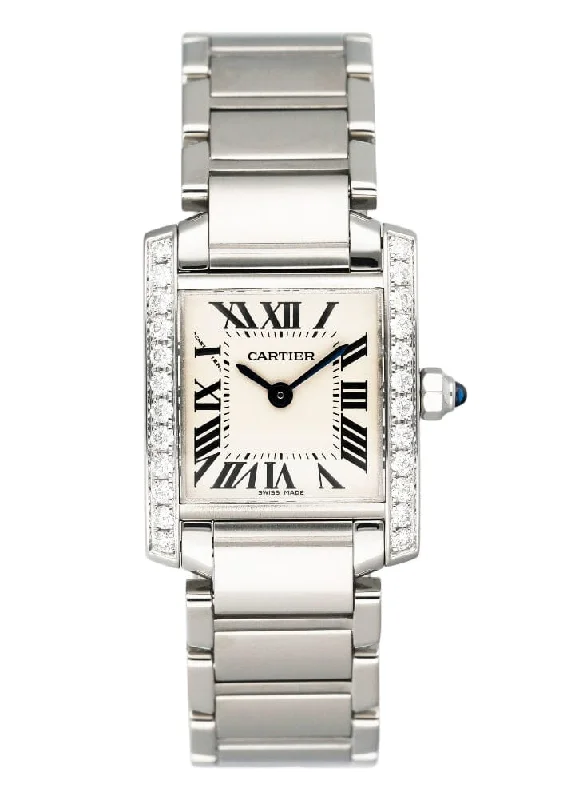 Cartier Tank Francaise W4TA0008 Diamond Stainless Steel Ladies Watch Box Papers