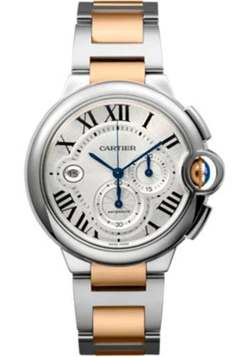 Cartier Ballon Bleu Chronograph Watch - Extra large Steel Case - Steel And Pink Gold Bracelet - W6920063