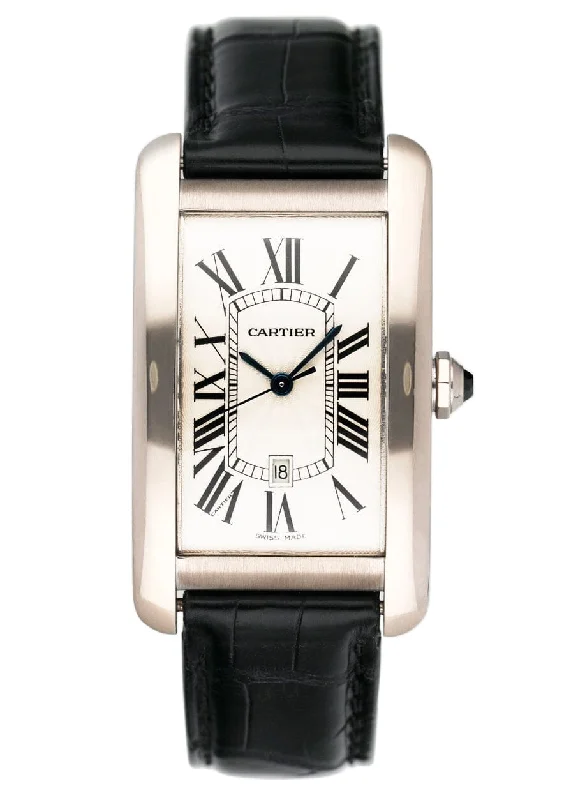 Cartier Tank Americaine Large W2603256 18K White Gold Mens Watch