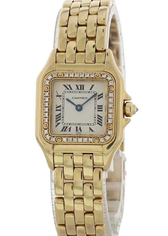 Cartier Panthere 1280 18k Yellow Gold Ladies Diamond Watch Box Papers