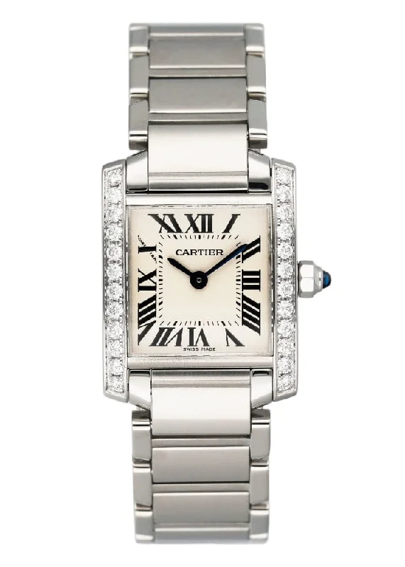 Cartier Tank Francaise W4TA0008 Diamond Stainless Steel Ladies Watch Box Papers