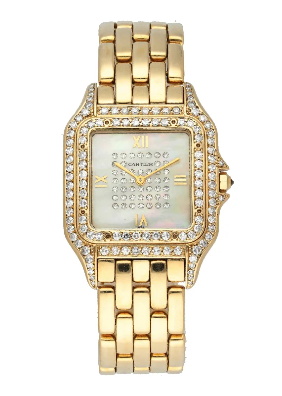 Cartier Panthere Jumbo Yellow Gold MOP Diamond Watch