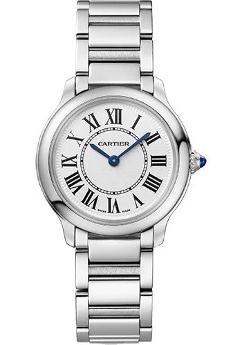 Cartier Ronde Must de Cartier Watch - 29 mm Steel Case - Sandblasted Silver Dial - Steel Strap - WSRN0033