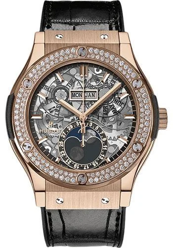 Hublot Classic Fusion Aerofusion Moonphase King Gold Diamonds Watch-517.OX.0180.LR.1104