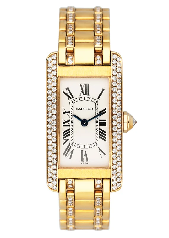 Cartier Tank Americaine WB7012JL Diamond Bezel Ladies Watch