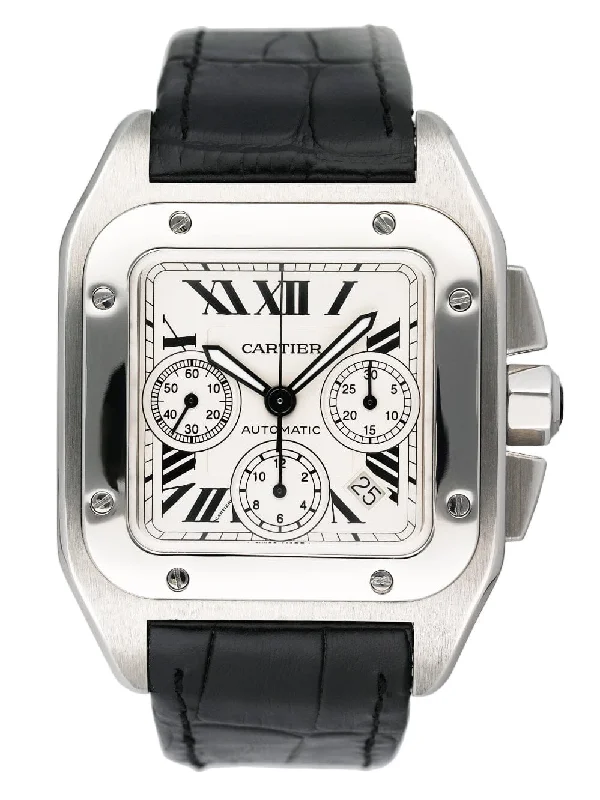 Cartier Santos-100 XL W20090X8 Chronograph Steel Mens Watch