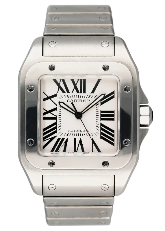 Cartier Santos-100 XL W200737G Stainless Steel Mens Watch