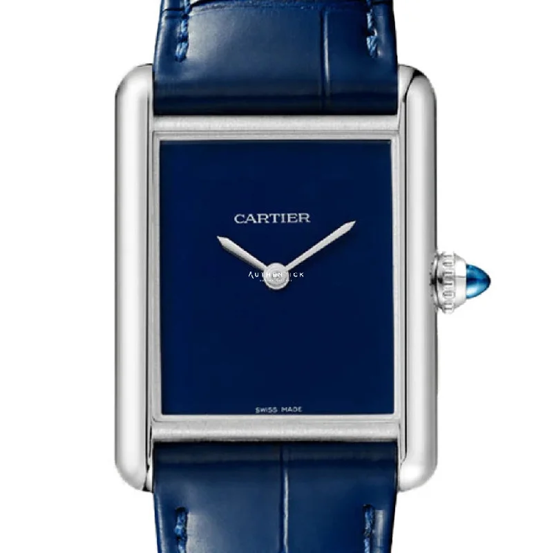 Cartier Tank Must Large Steel Blue Dial Ladies Watch WSTA0055