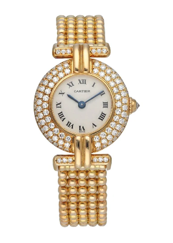 Cartier Colisee 1980 18k Yellow Gold Diamond Quartz Ladies watch Box & Papers