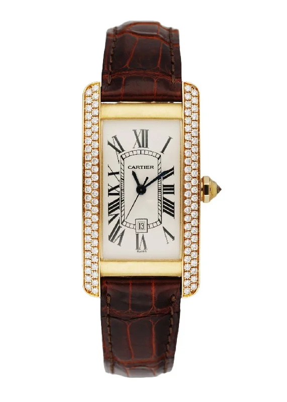 Cartier Tank Americaine 2483 Diamond Yellow Gold  Ladies Watch Box Papers