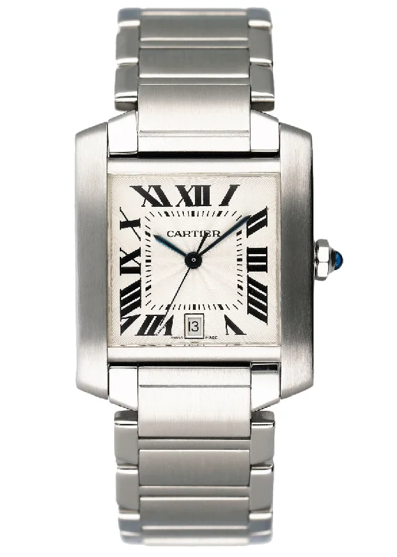 Cartier Tank Francaise W51002Q3 Stainless Steel Mens Watch Box Papers