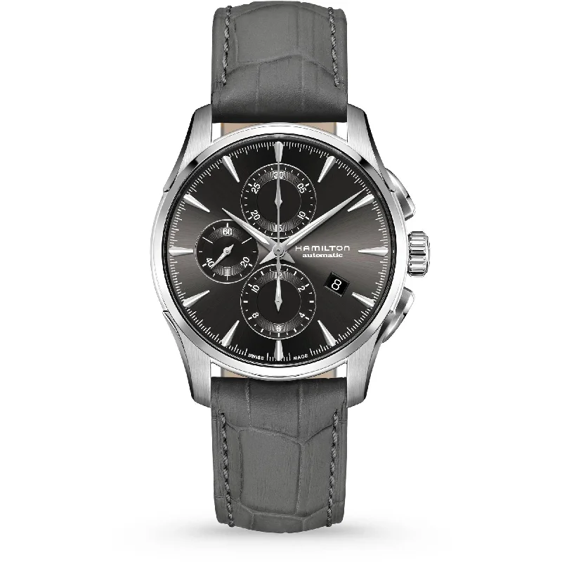 Hamilton Men's Automatic Watch - Jazzmaster Chrono Grey Cow Leather Strap | H32586881