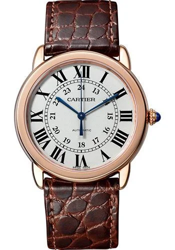 Cartier Ronde Solo de Cartier Watch - 36 mm Pink Gold And Steel Case - Brown Alligator Strap - W2RN0008