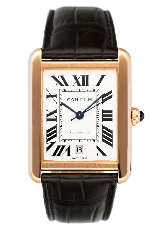 Cartier Tank Solo XL W5200026 18K Rose Gold Mens Watch